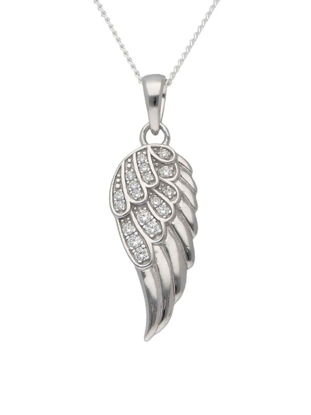 William May Sterling Silver Cubic Zirconia Angel Wing & 18" Necklace, view 3