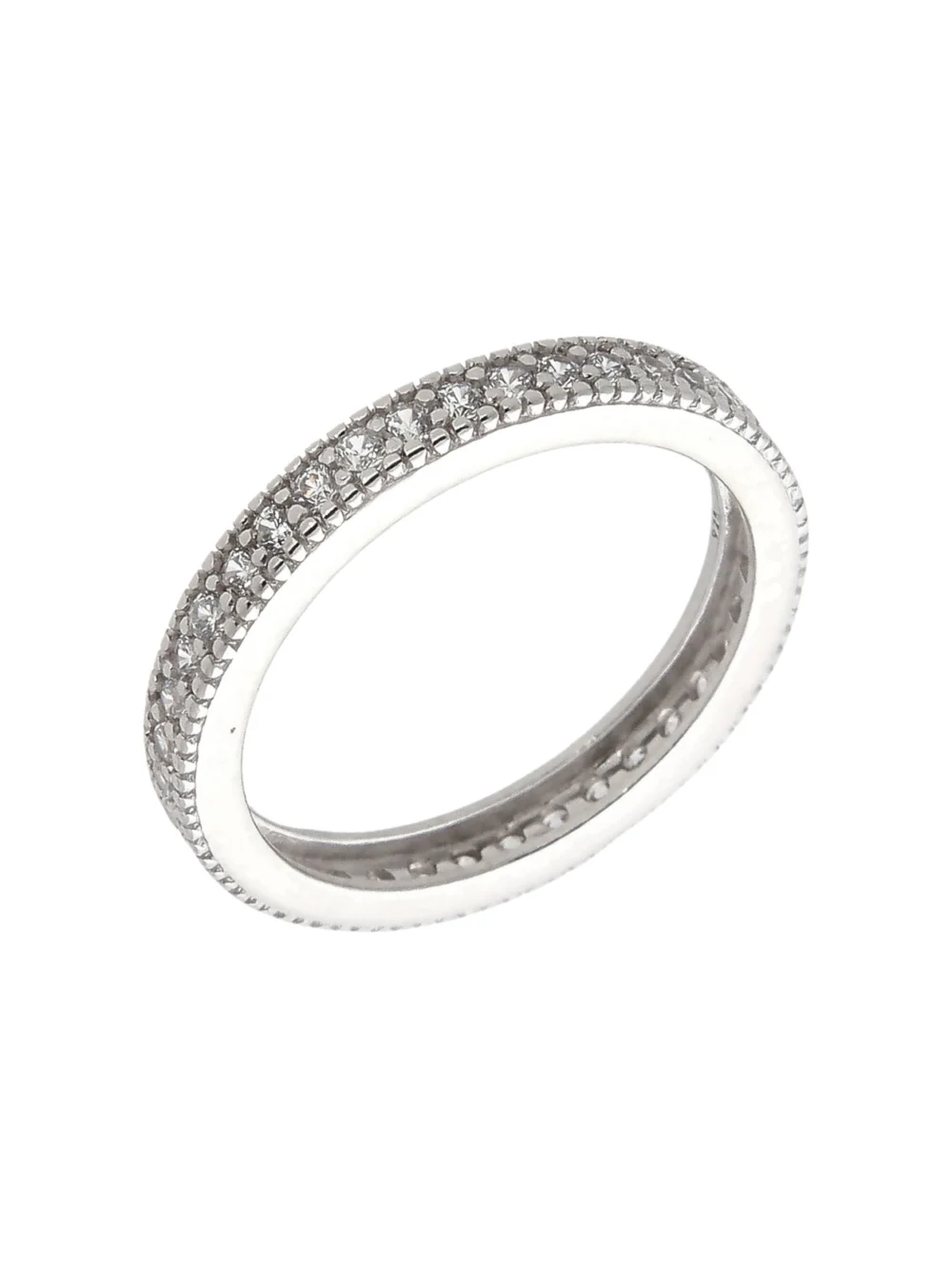 William May Sterling Silver Cubic Zirconia Bead Edge Full Eternity Ring