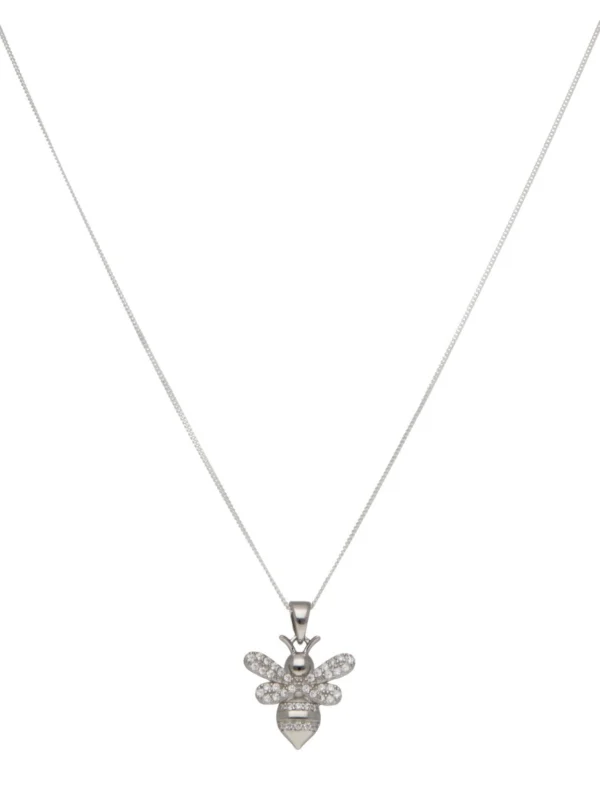 William May Sterling Silver Cubic Zirconia Bee Pendant & Chain Necklace