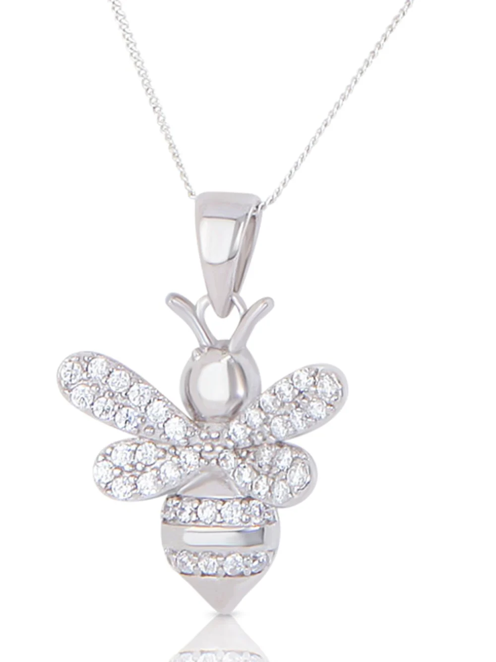 William May Sterling Silver Cubic Zirconia Bee Pendant & Chain Necklace, view 2