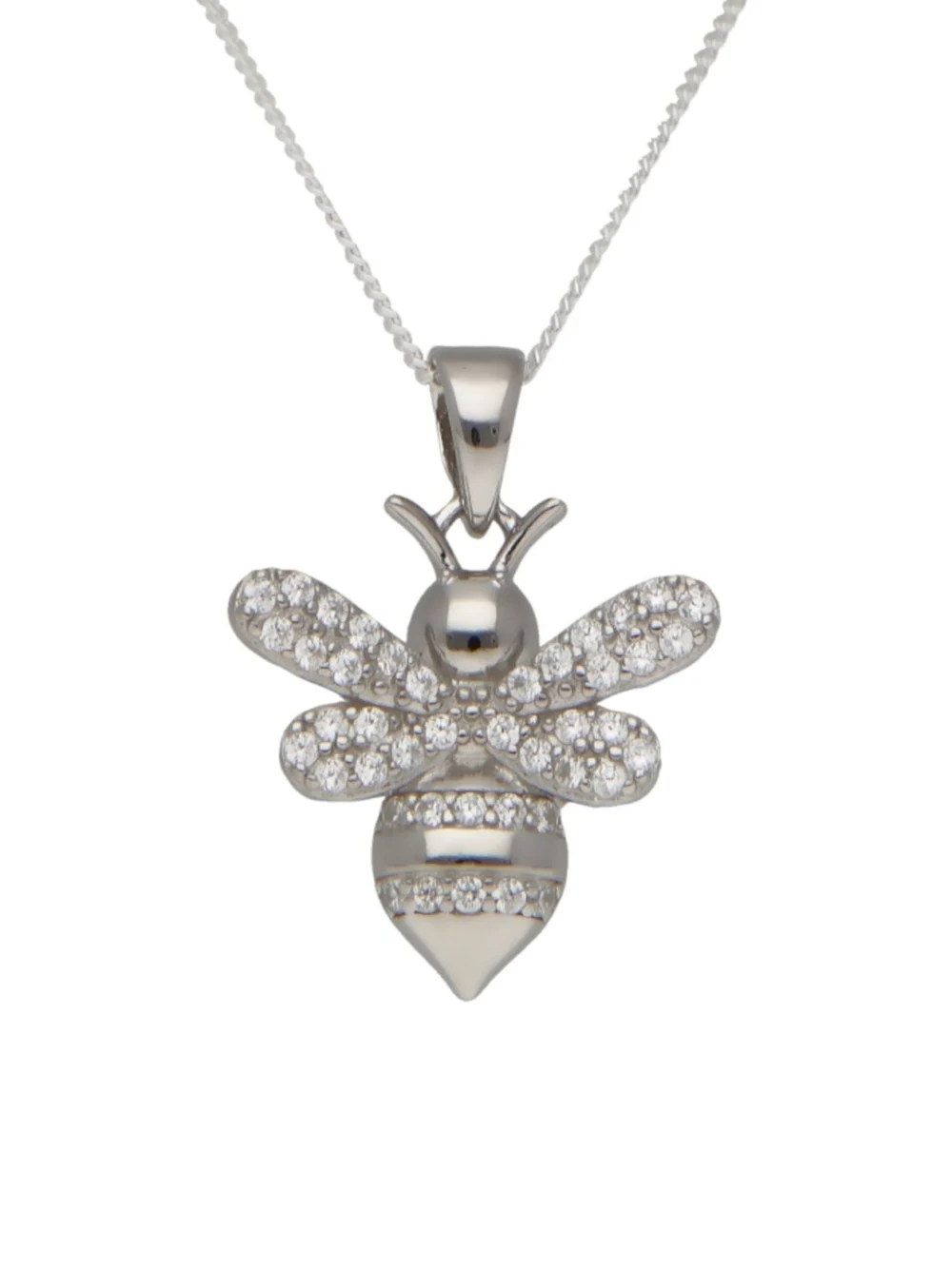 William May Sterling Silver Cubic Zirconia Bee Pendant & Chain Necklace, view 3