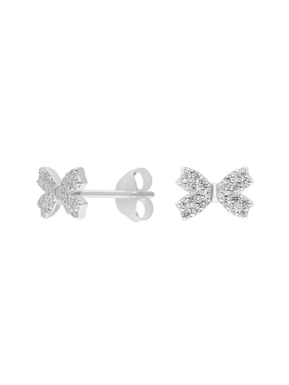 William May Sterling Silver Cubic Zirconia Bow Stud Earrings