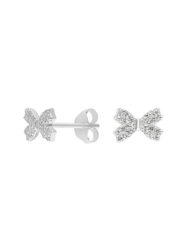 William May Sterling Silver Cubic Zirconia Bow Stud Earrings
