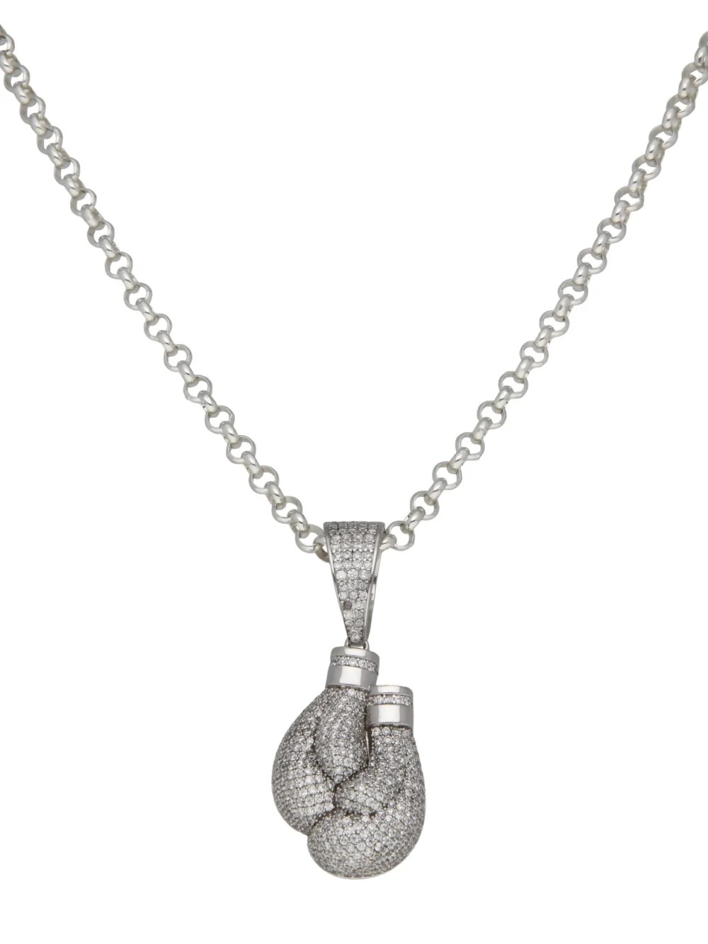 William May Sterling Silver Cubic Zirconia Boxing Gloves & 24" Chain