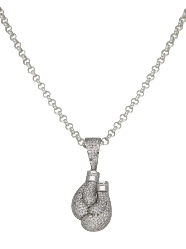 William May Sterling Silver Cubic Zirconia Boxing Gloves & 24" Chain