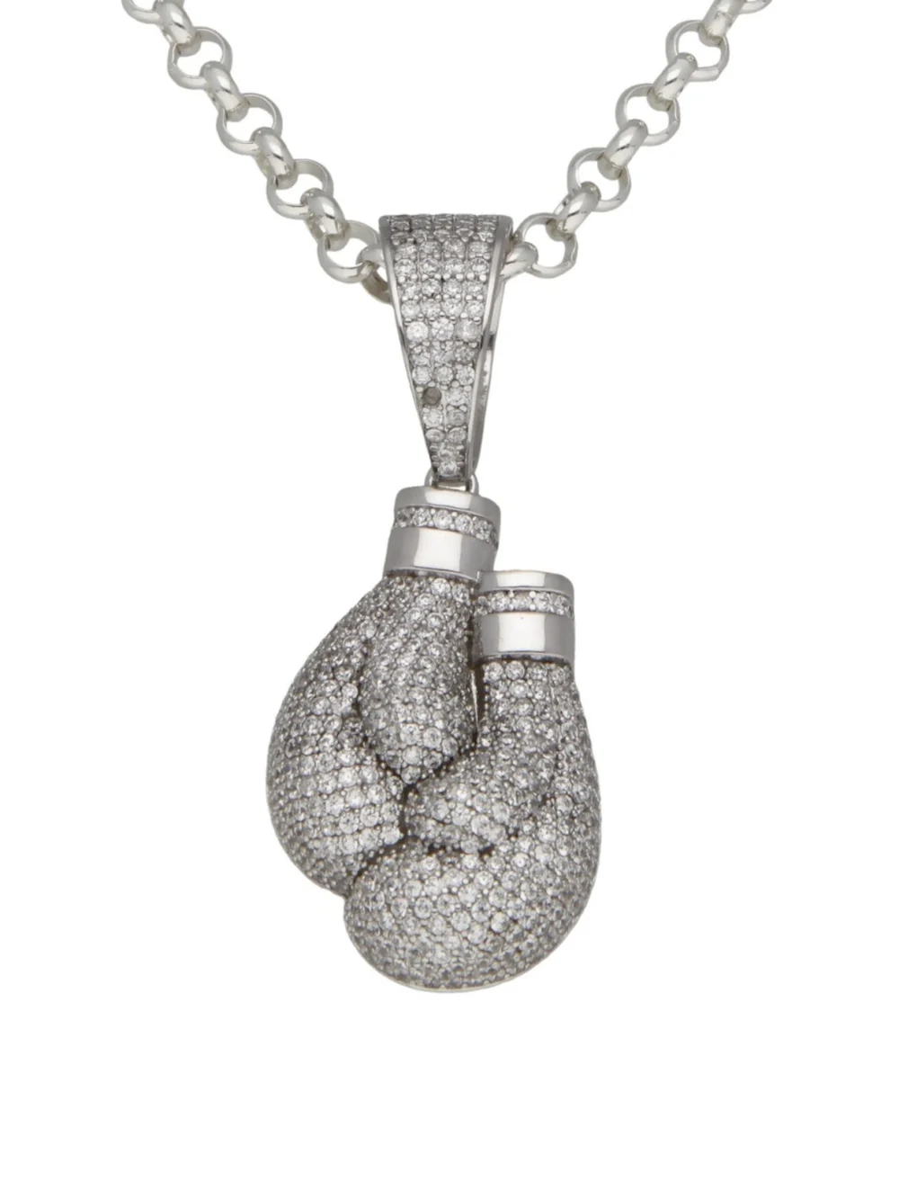 William May Sterling Silver Cubic Zirconia Boxing Gloves & 24" Chain, view 2