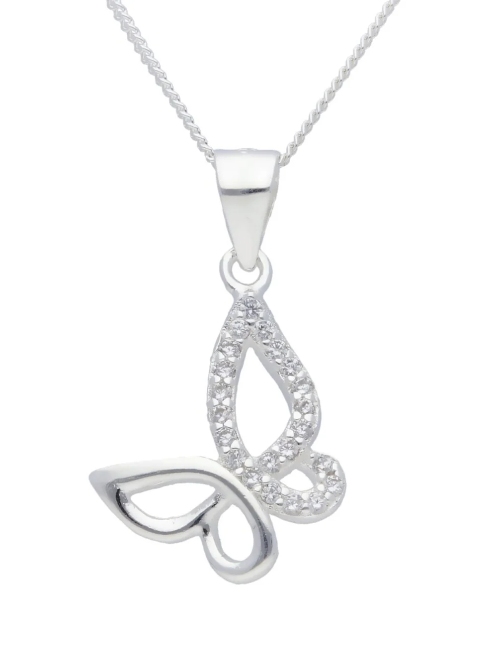 William May Sterling Silver Cubic Zirconia Butterfly & 18" Necklace
