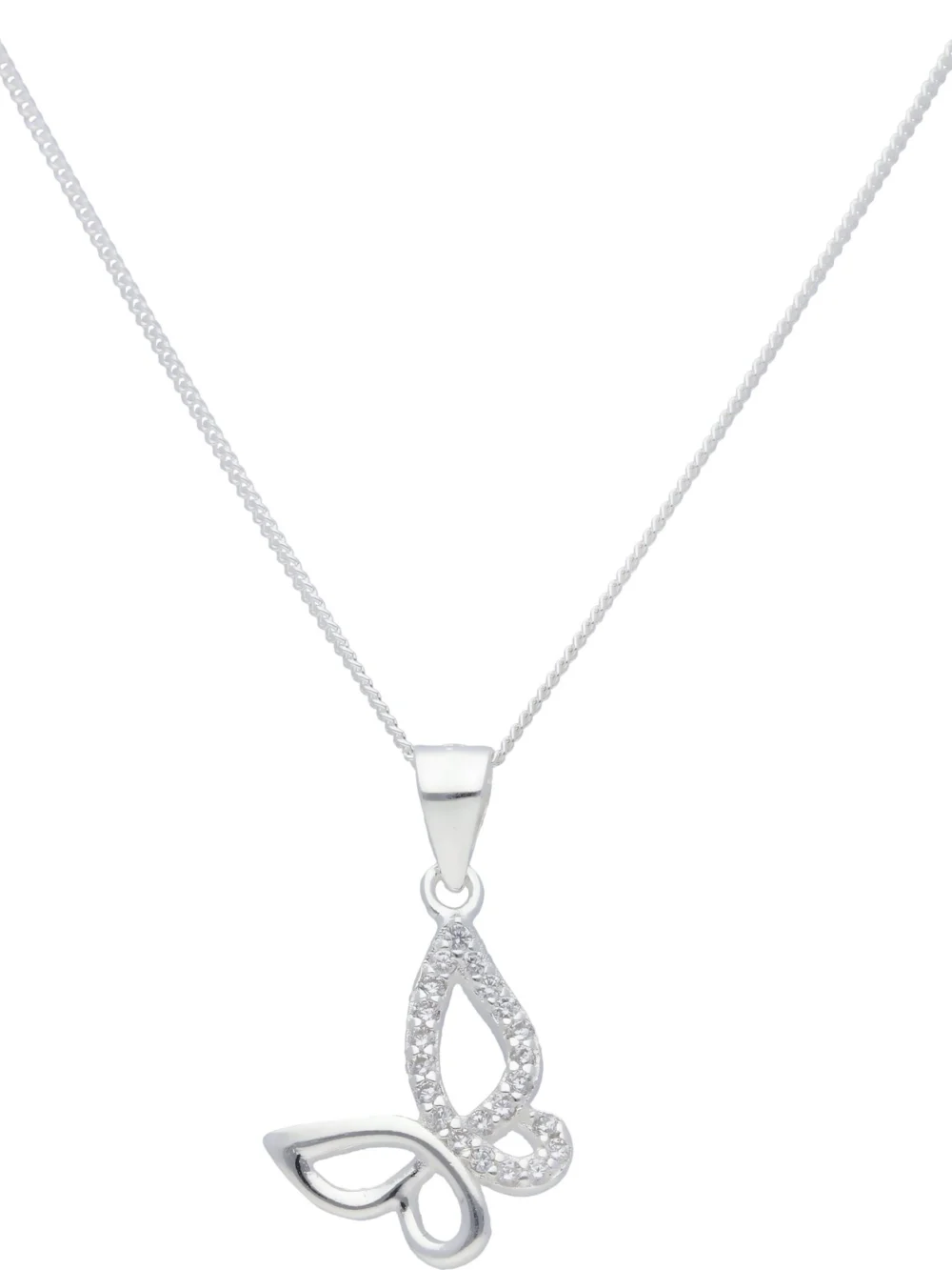 William May Sterling Silver Cubic Zirconia Butterfly & 18" Necklace, view 2