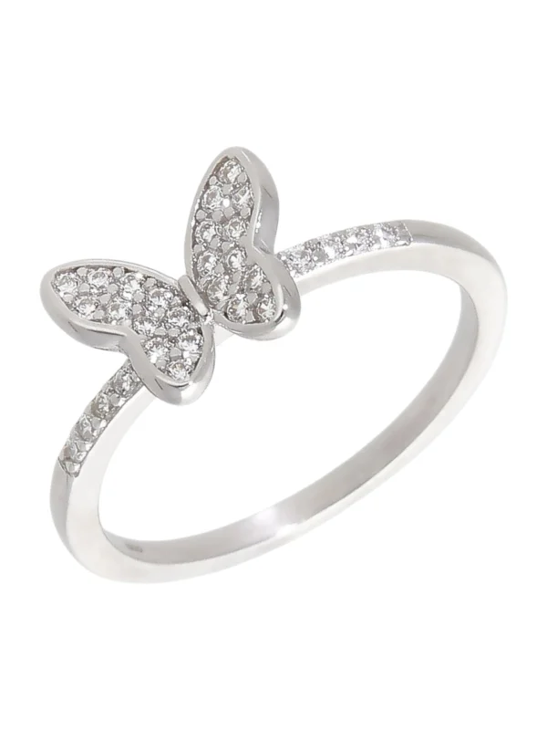 William May Sterling Silver Cubic Zirconia Butterfly Ring