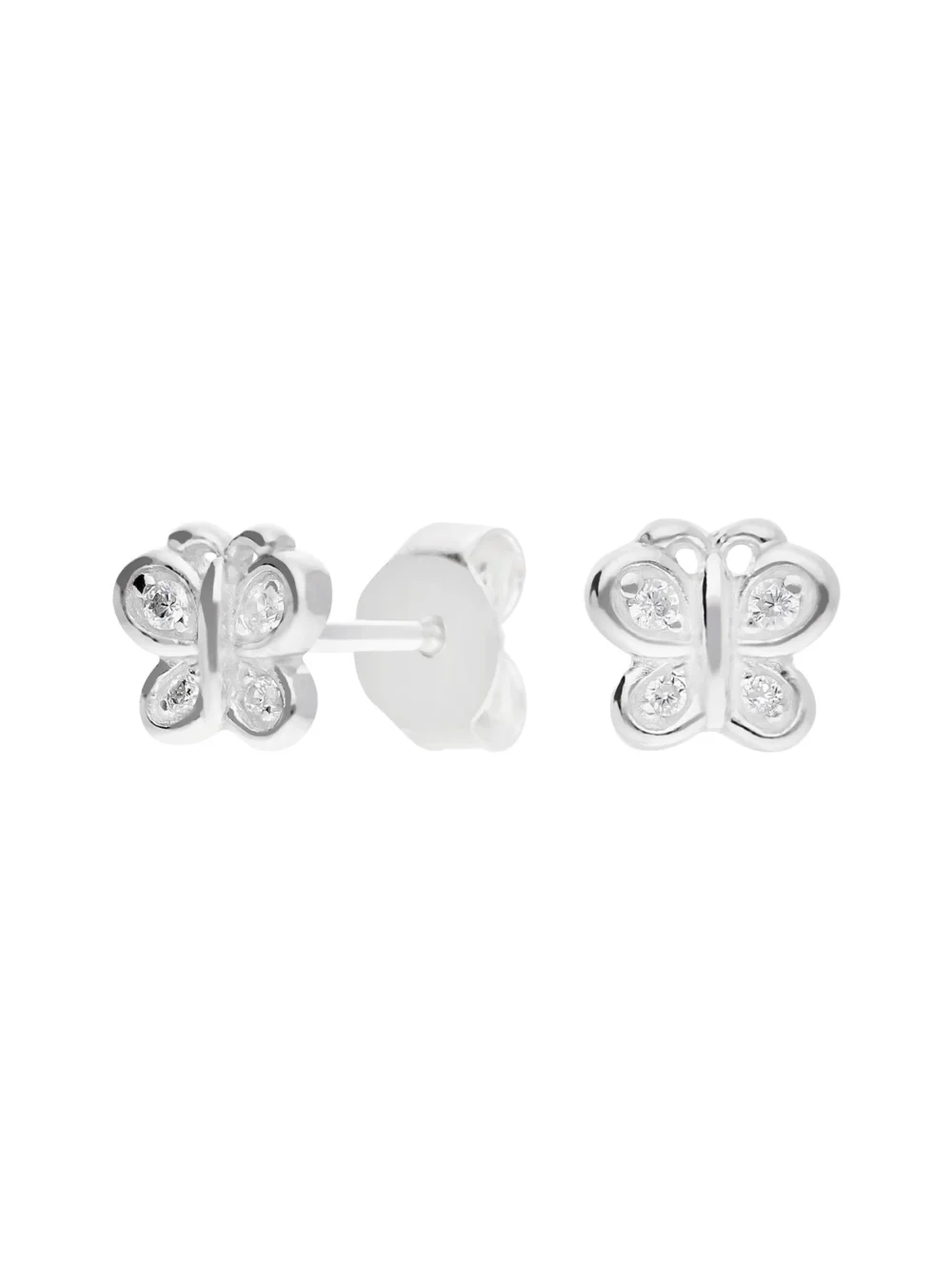 William May Sterling Silver Cubic Zirconia Butterfly Stud Earrings