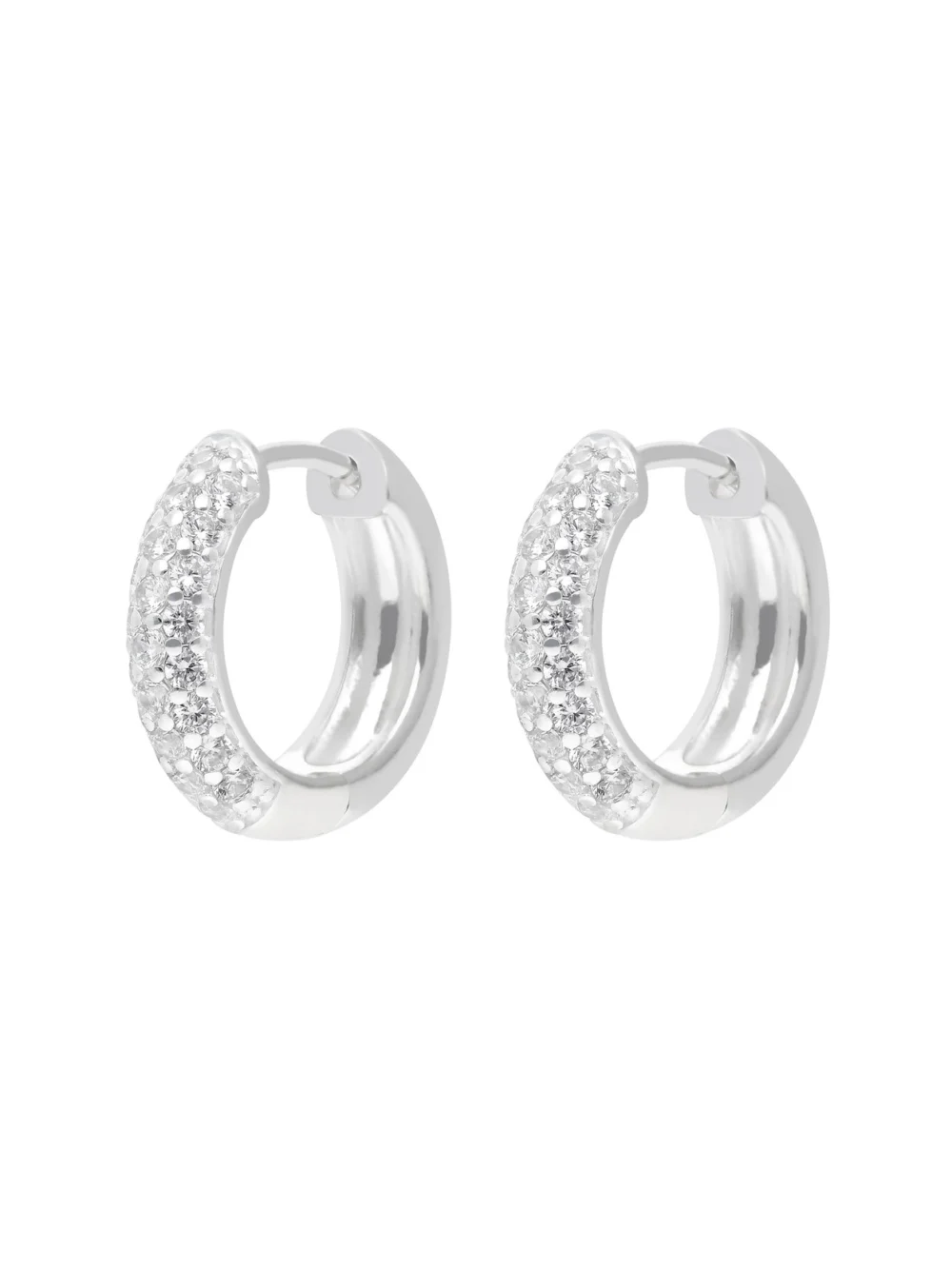 William May Sterling Silver Cubic Zirconia Chunky Huggie Hoop Earrings