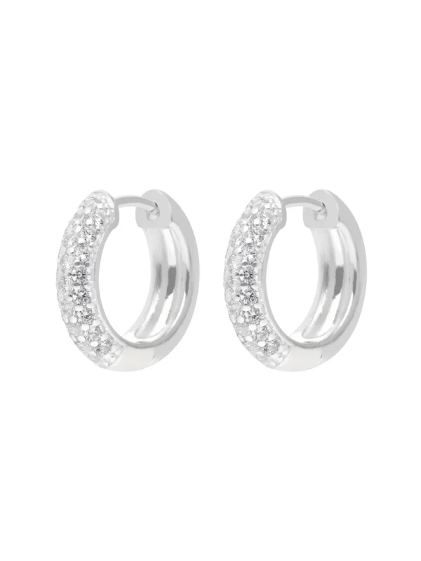 William May Sterling Silver Cubic Zirconia Chunky Huggie Hoop Earrings