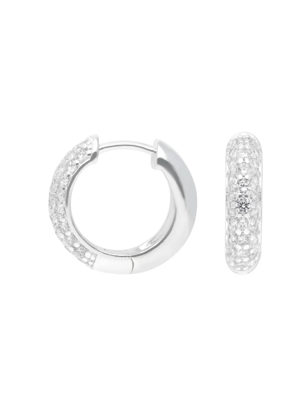 William May Sterling Silver Cubic Zirconia Chunky Huggie Hoop Earrings, view 2