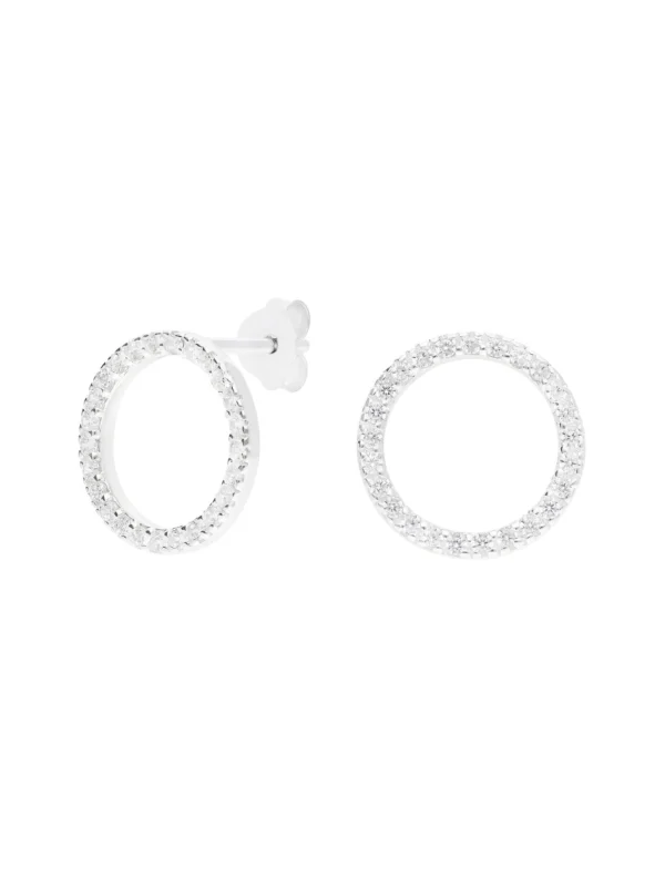 William May Sterling Silver Cubic Zirconia Circle Stud Earrings