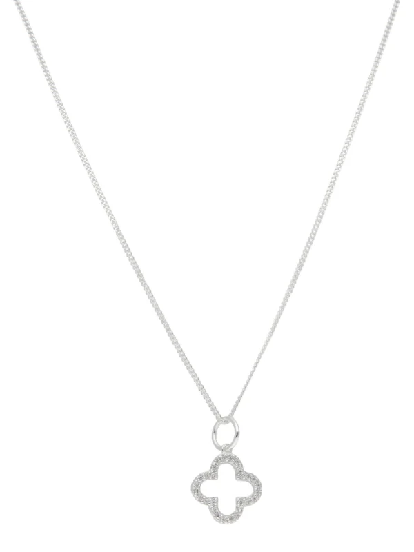 William May Sterling Silver Cubic Zirconia Clover Petal & 18" Necklace