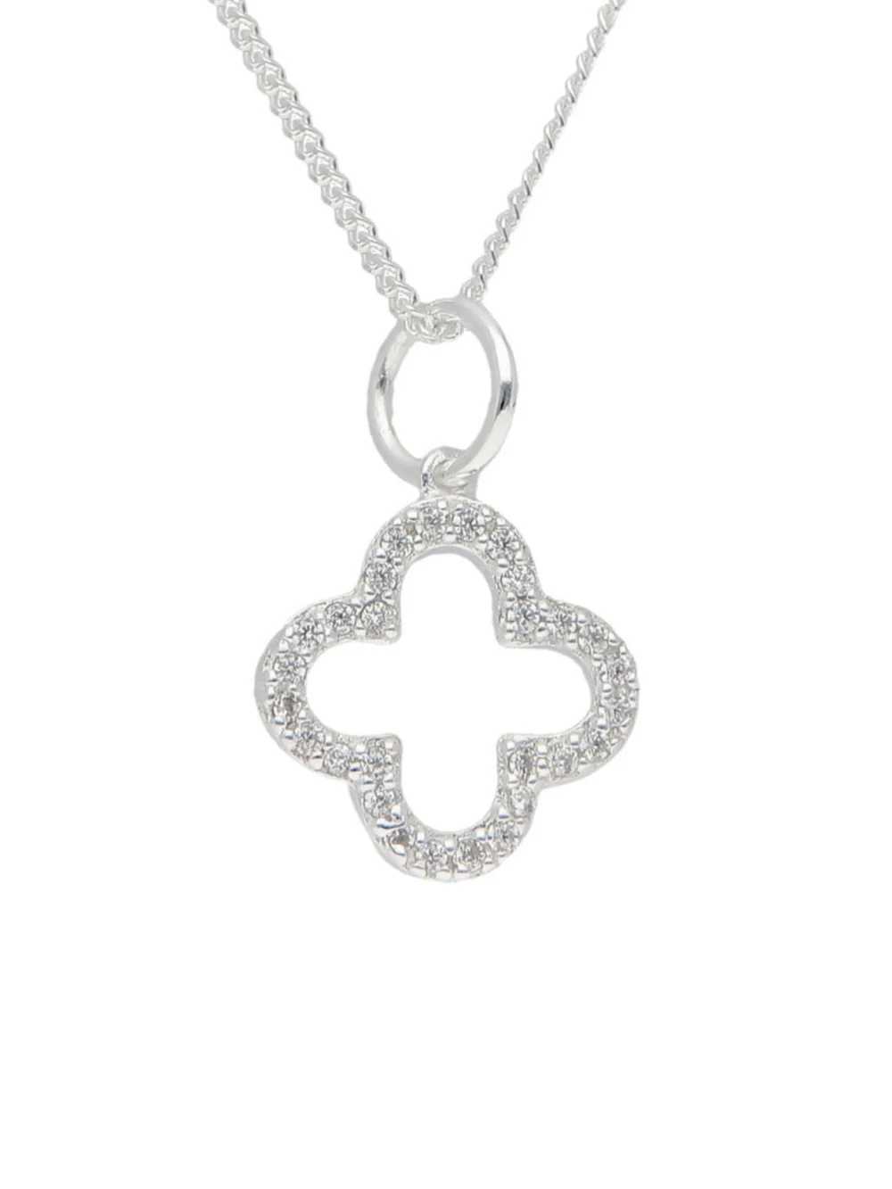 William May Sterling Silver Cubic Zirconia Clover Petal & 18" Necklace, view 2