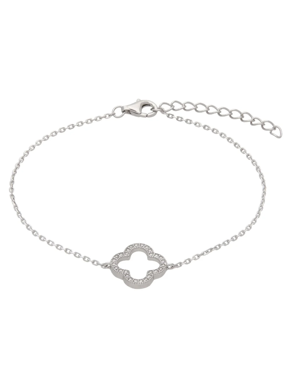 William May Sterling Silver Cubic Zirconia Clover Petal Bracelet