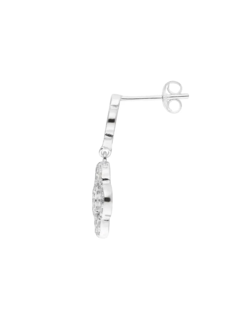 William May Sterling Silver Cubic Zirconia Clover Petal Drop Earrings, view 2