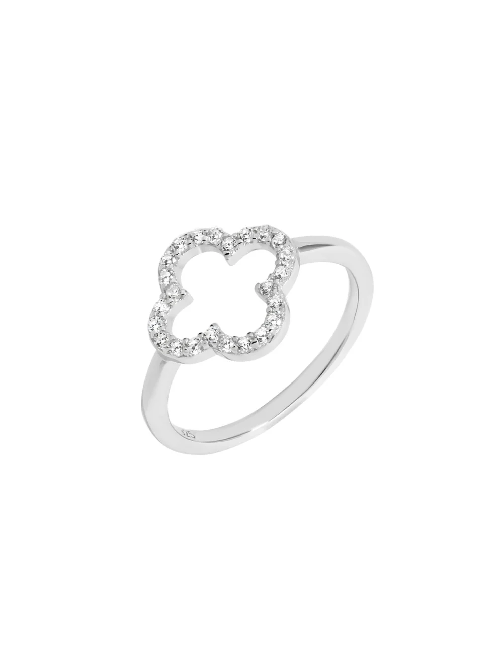 William May Sterling Silver Cubic Zirconia Clover Petal Ring