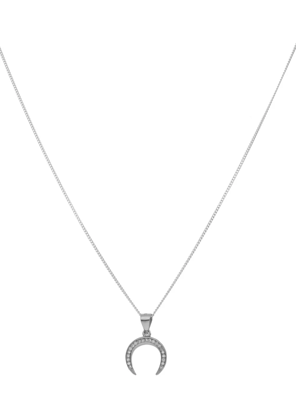 William May Sterling Silver Cubic Zirconia Crescent Moon & 18" Necklace