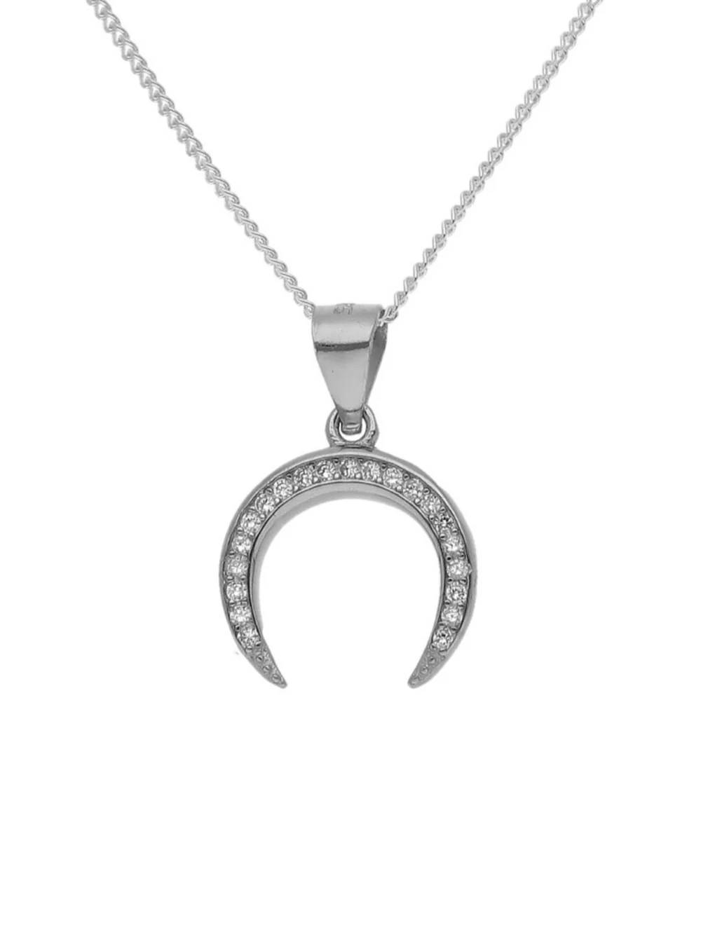 William May Sterling Silver Cubic Zirconia Crescent Moon & 18" Necklace, view 2