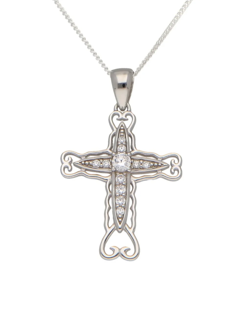 William May Sterling Silver Cubic Zirconia Cross & 20" Chain Necklace, view 2