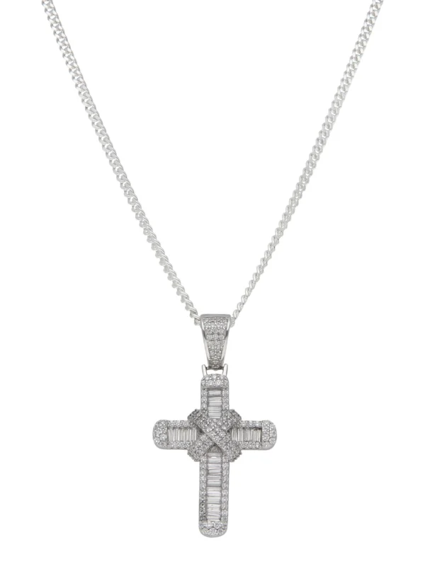 William May Sterling Silver Cubic Zirconia Cross & 20" Curb Necklace