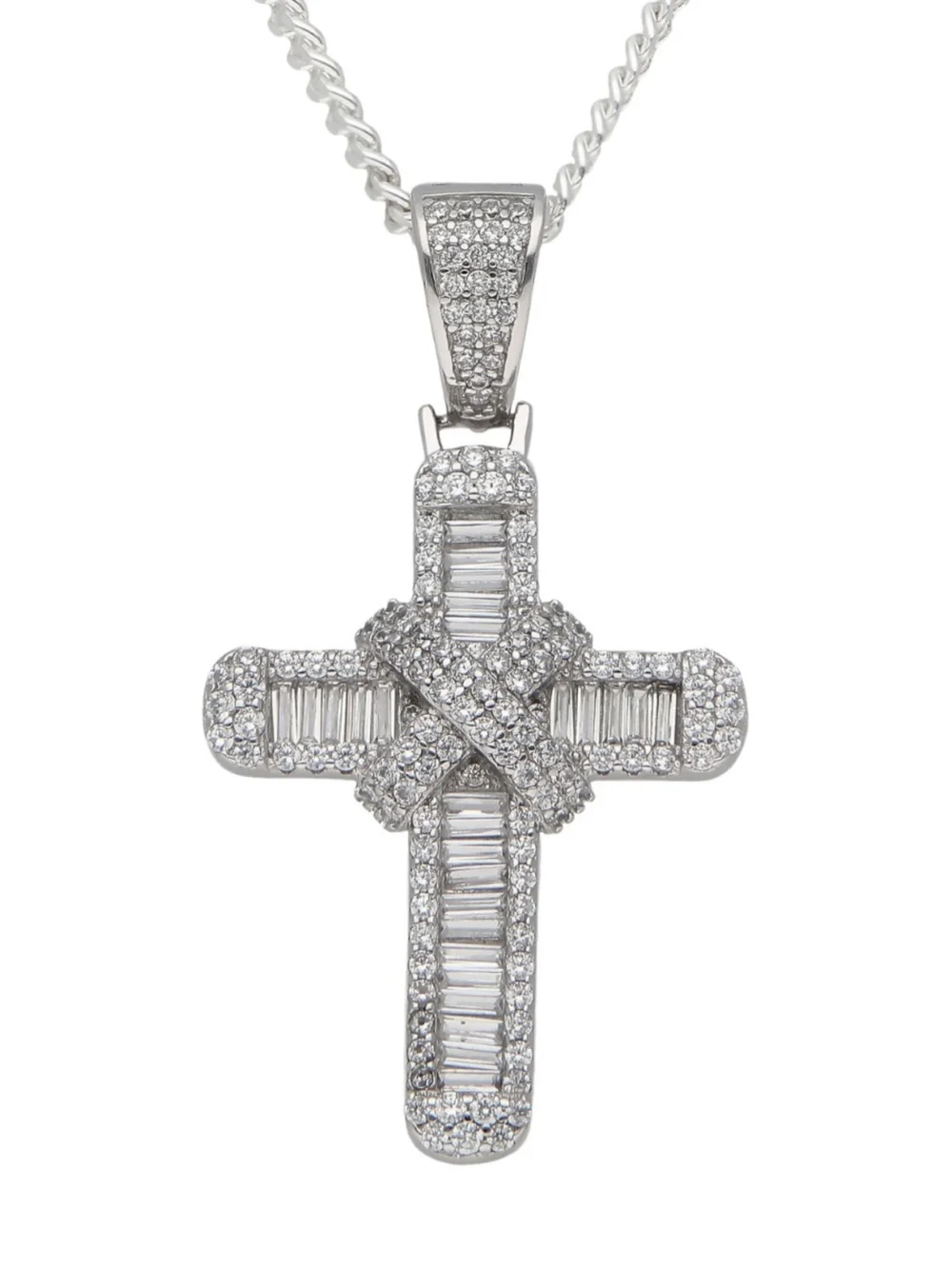 William May Sterling Silver Cubic Zirconia Cross & 20" Curb Necklace, view 2