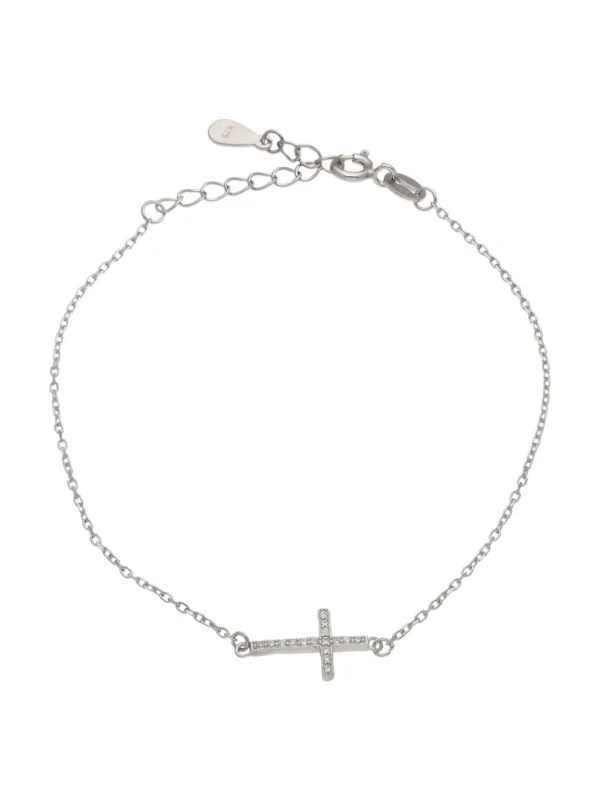 William May Sterling Silver Cubic Zirconia Cross Bracelet