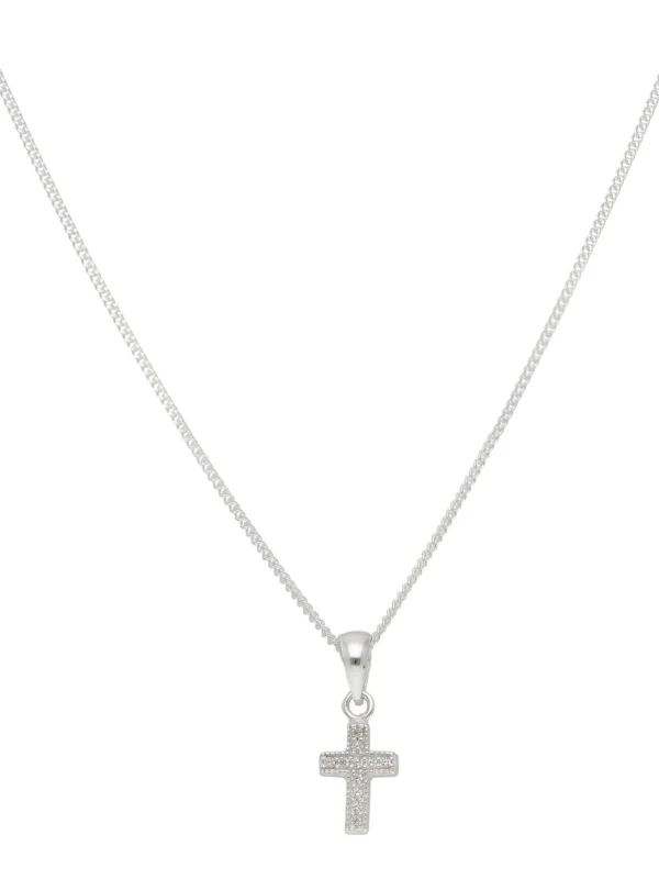 William May Sterling Silver Cubic Zirconia Cross Pendant & 18" Necklace