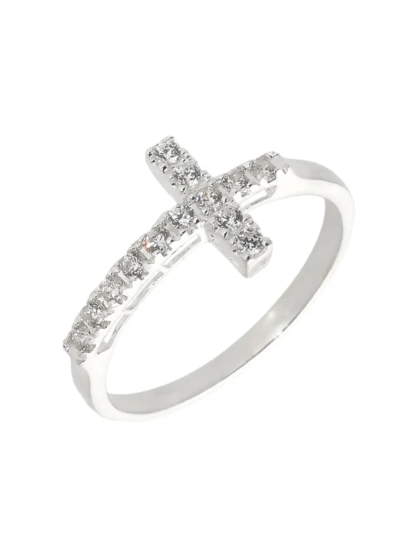 William May Sterling Silver Cubic Zirconia Cross Ring