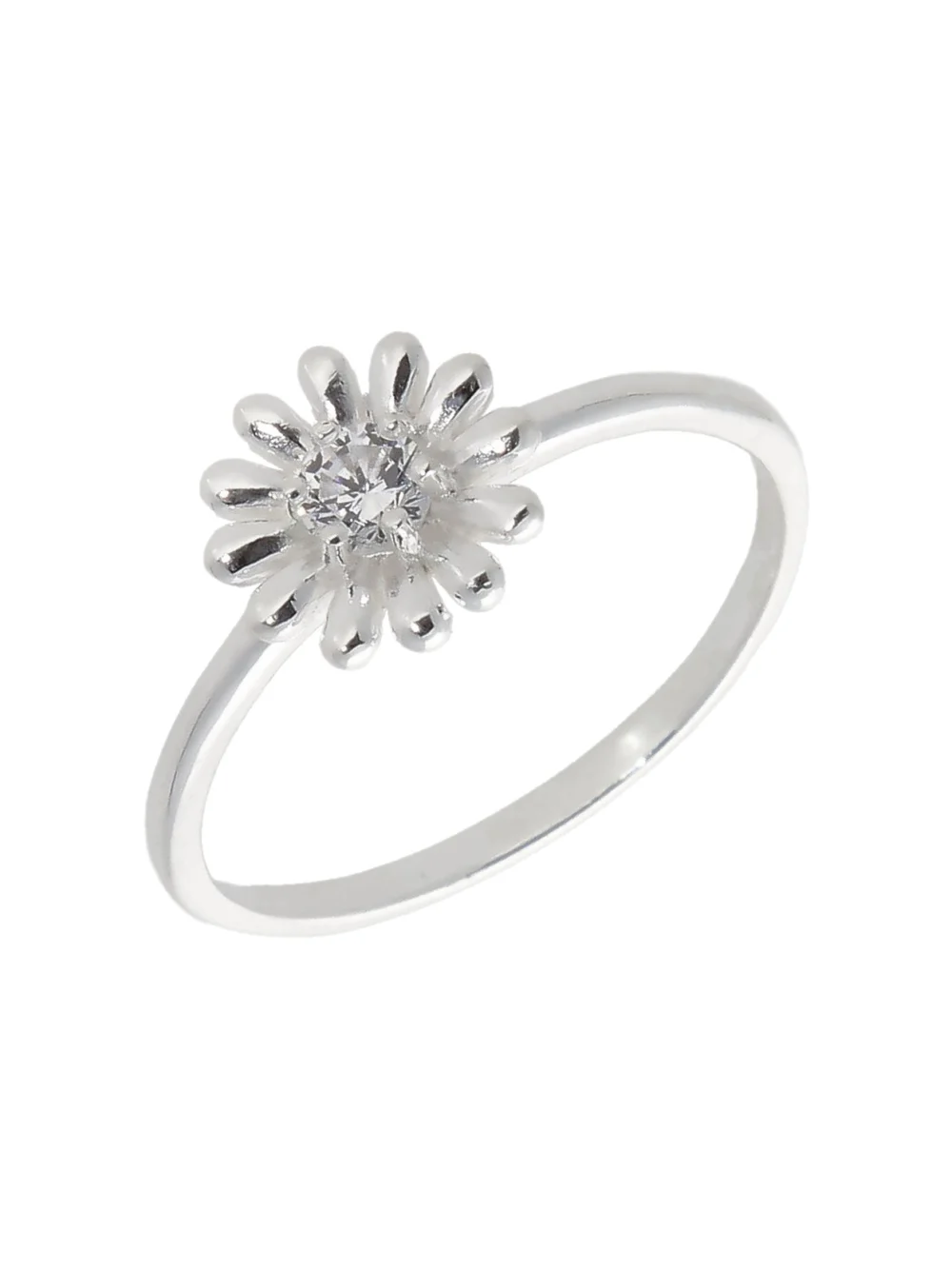 William May Sterling Silver Cubic Zirconia Daisy Flower Ring