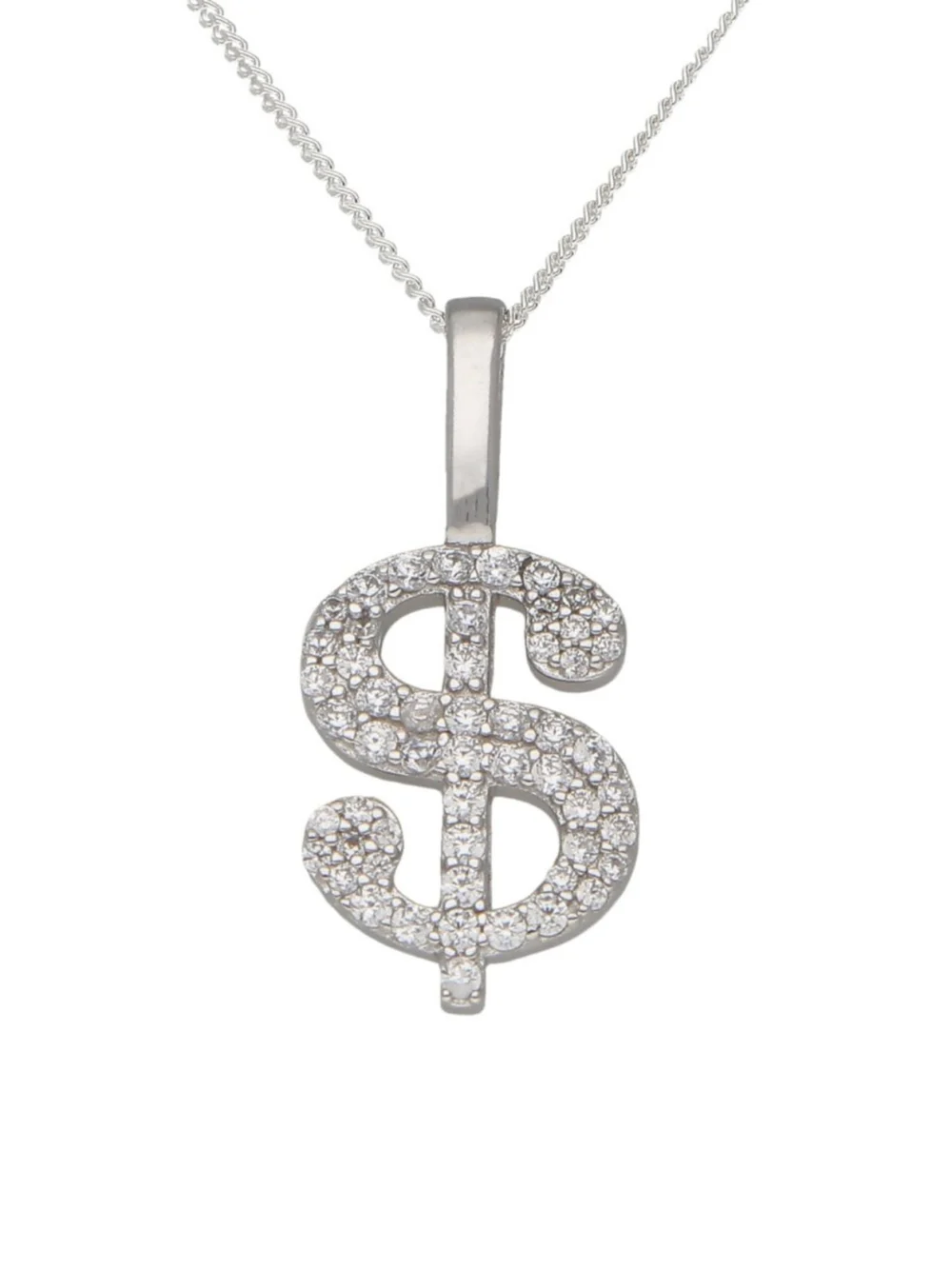 William May Sterling Silver Cubic Zirconia Dollar Pendant & 18" Necklace, view 2