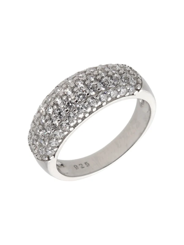 William May Sterling Silver Cubic Zirconia Domed Band Ring