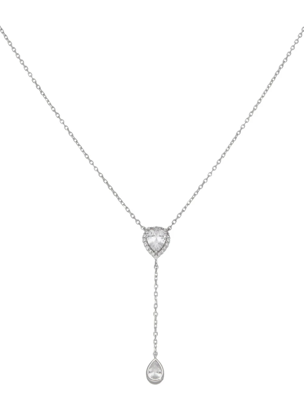 William May Sterling Silver Cubic Zirconia Double Teardrop Necklace