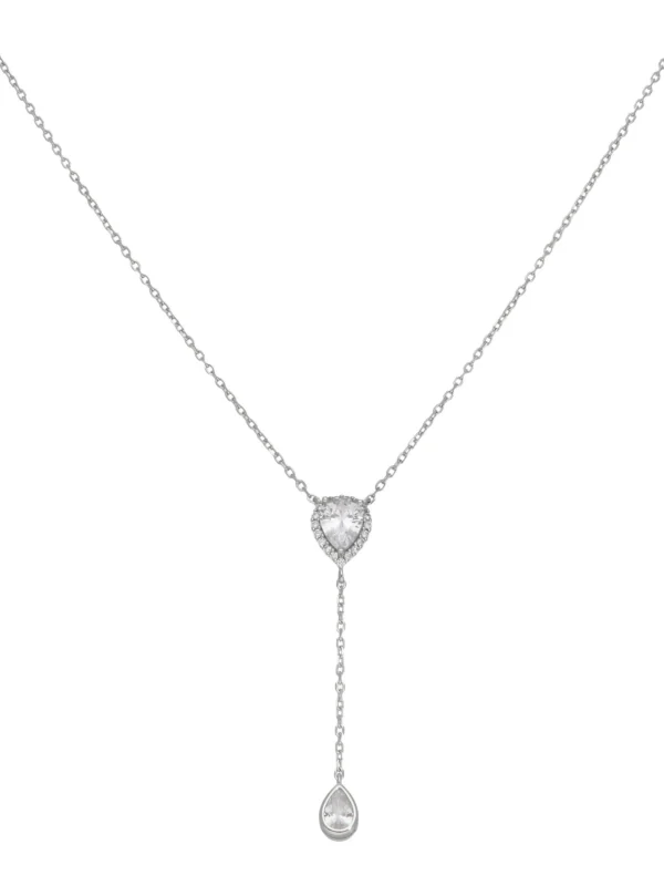 William May Sterling Silver Cubic Zirconia Double Teardrop Necklace