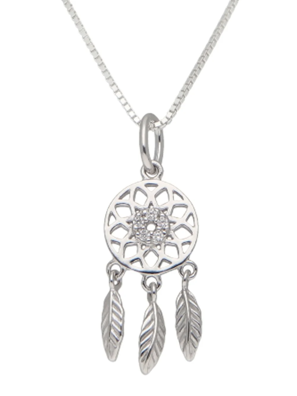 William May Sterling Silver Cubic Zirconia Dreamcatcher & 18" Necklace