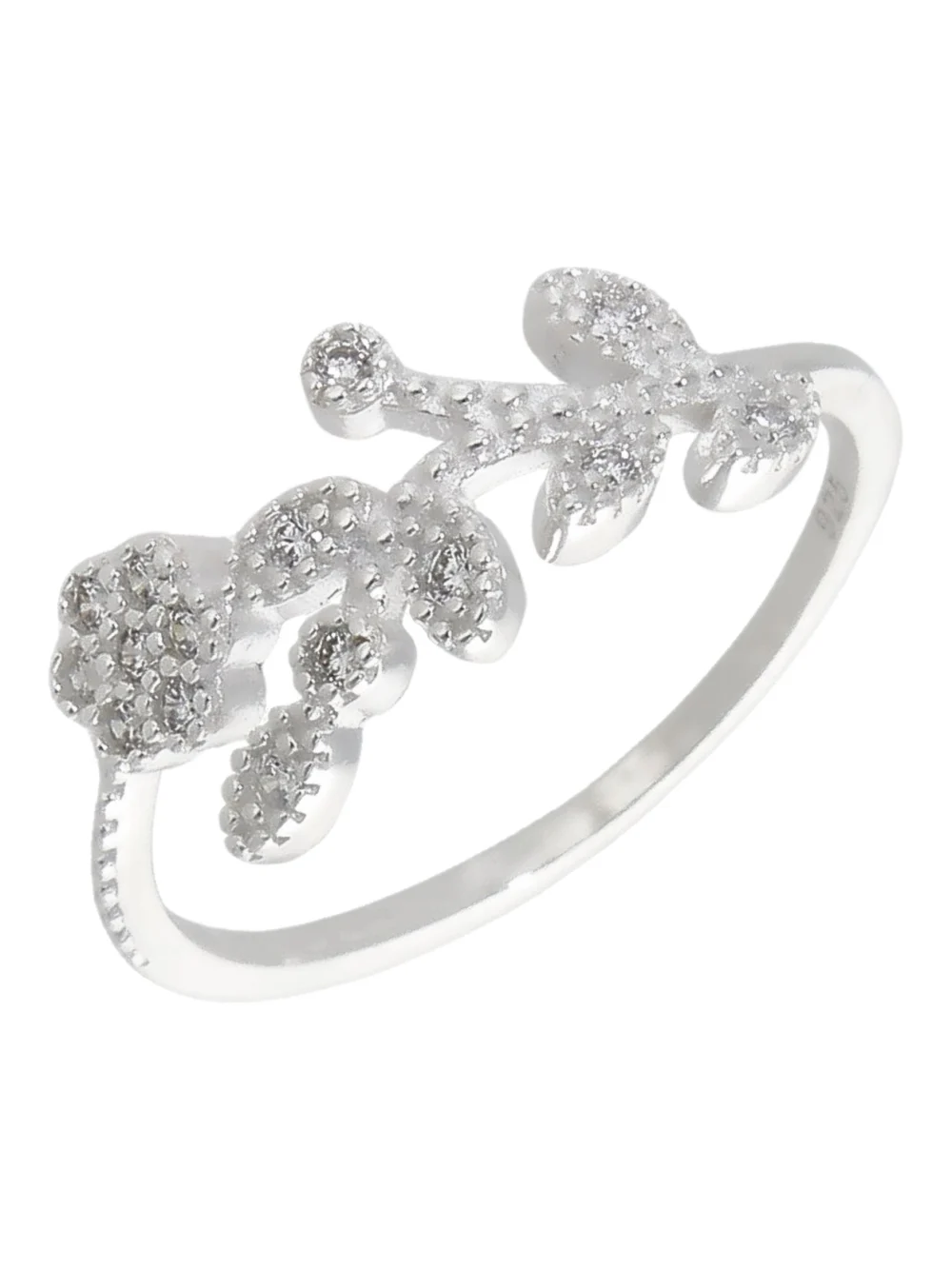 William May Sterling Silver Cubic Zirconia Floral Vines Dress Ring