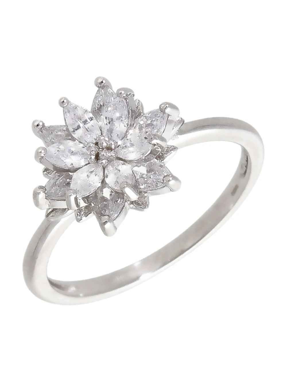 William May Sterling Silver Cubic Zirconia Flower Cluster Ring