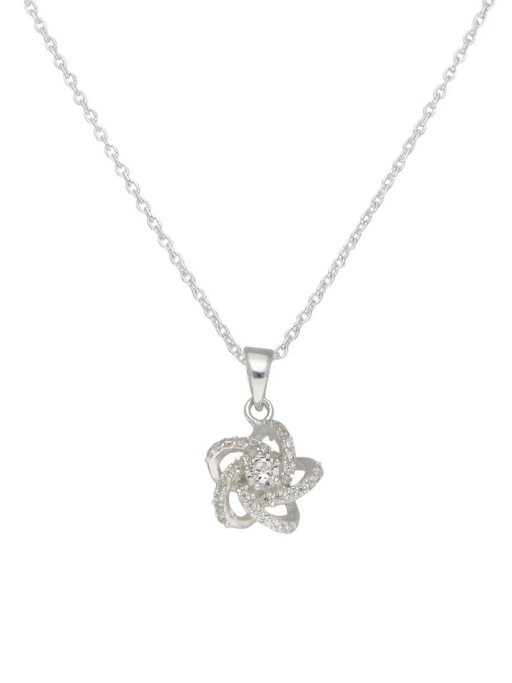 William May Sterling Silver Cubic Zirconia Flower Pendant & 18" Necklace