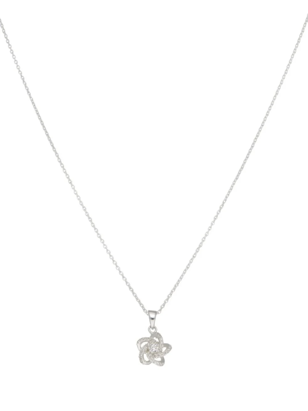 William May Sterling Silver Cubic Zirconia Flower Pendant & 18" Necklace, view 2