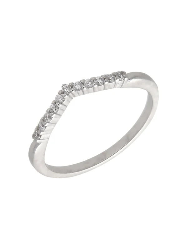 William May Sterling Silver Cubic Zirconia Half Wishbone Ring