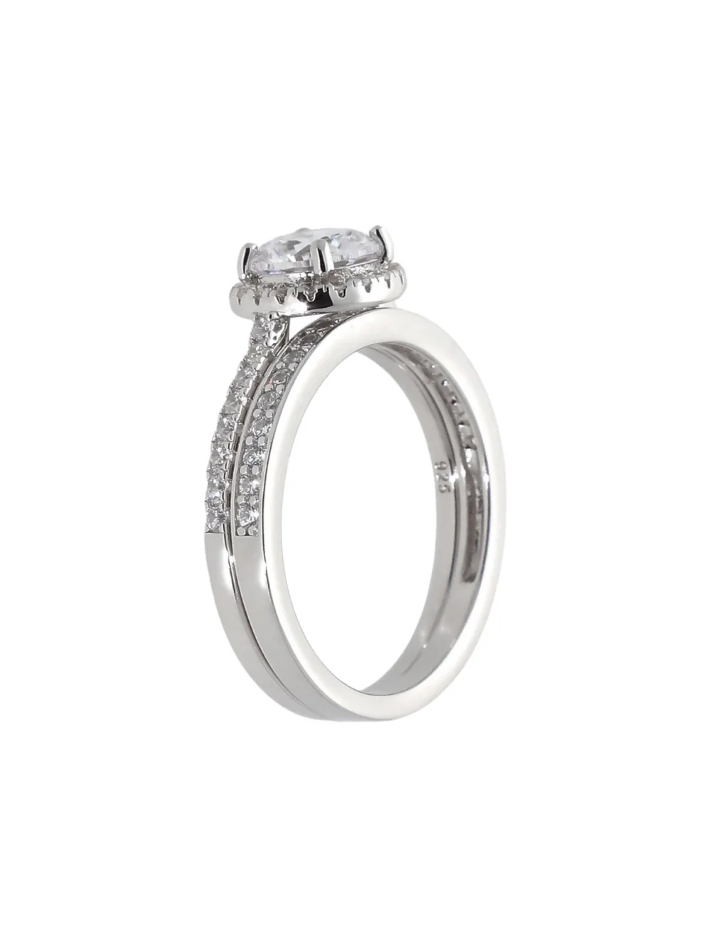 William May Sterling Silver Cubic Zirconia Halo Bridal Ring Set, view 2