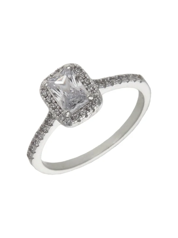 William May Sterling Silver Cubic Zirconia Halo Cluster Ring