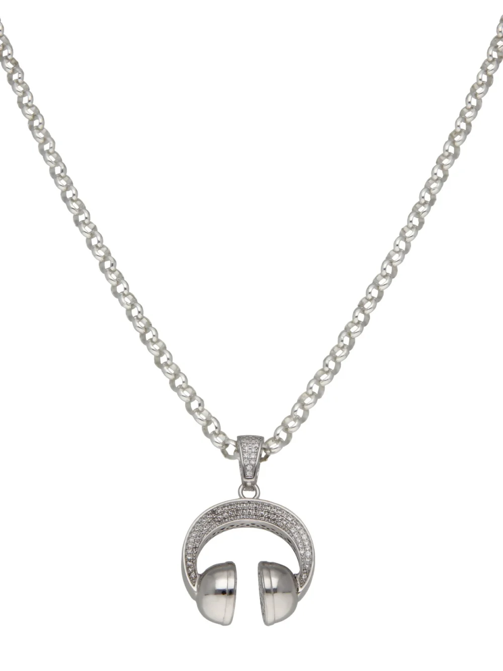 William May Sterling Silver Cubic Zirconia Headphones Pendant & Necklace, view 2