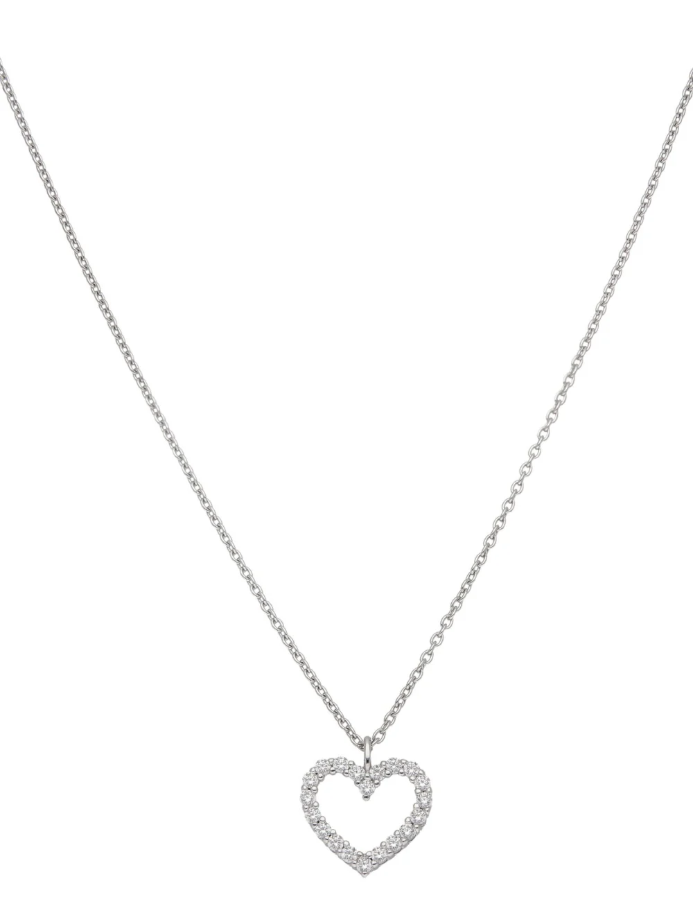 William May Sterling Silver Cubic Zirconia Heart 16-18" Necklace