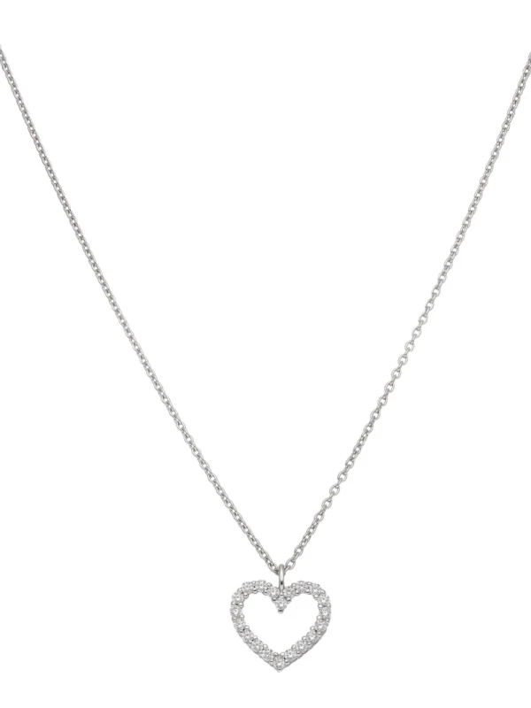 William May Sterling Silver Cubic Zirconia Heart 16-18" Necklace