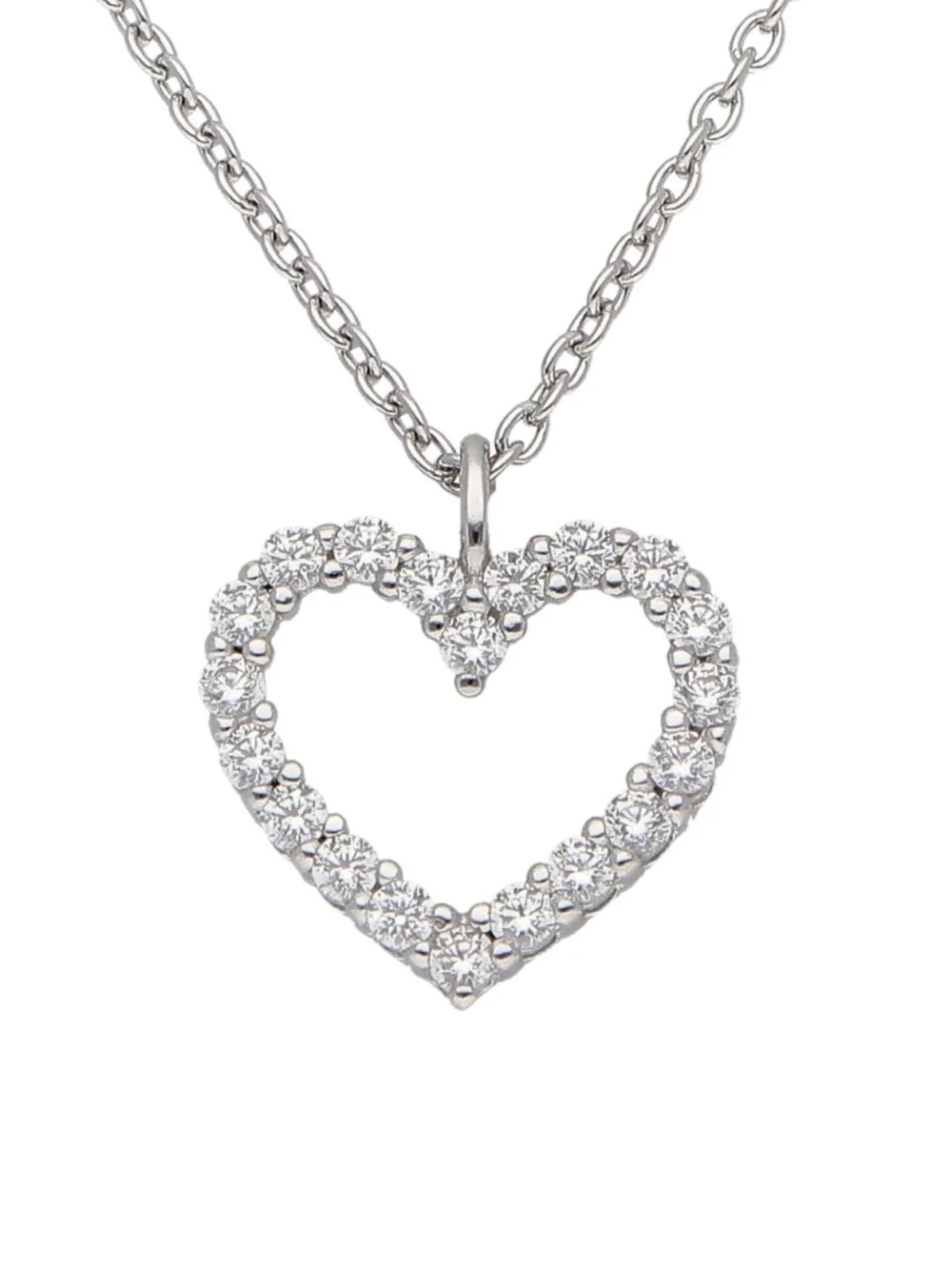 William May Sterling Silver Cubic Zirconia Heart 16-18" Necklace, view 2