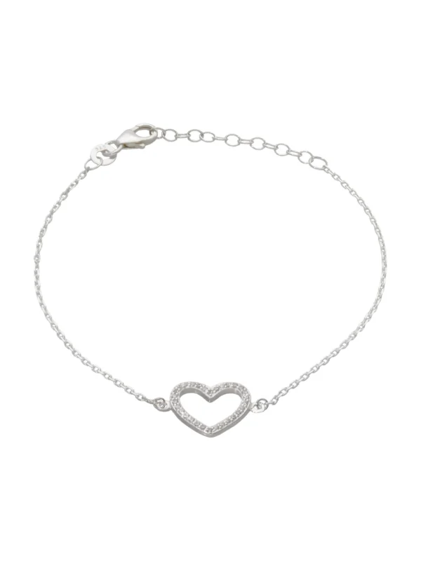 William May Sterling Silver Cubic Zirconia Heart Bracelet