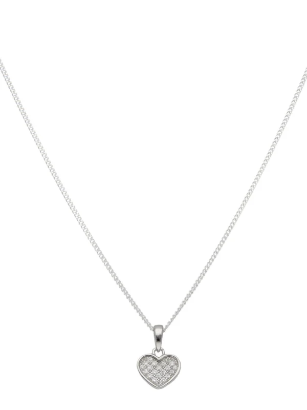 William May Sterling Silver Cubic Zirconia Heart Pendant & 16" Necklace